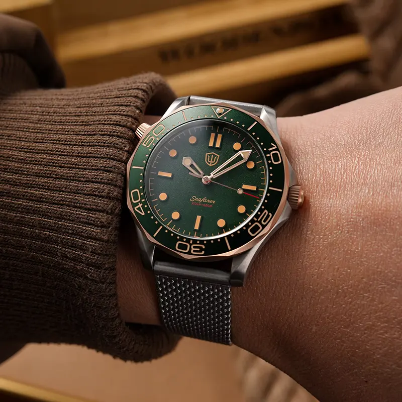 Pagani Design Seamaster Green Dial Mesh Men's Watch- PD-1685